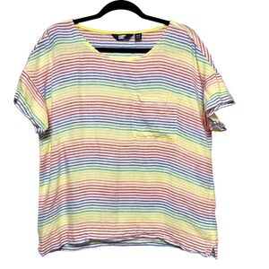 Vintage Y2K Lands End Dopamine Dressing 100% Linen Top Women Size M Coastal Prep